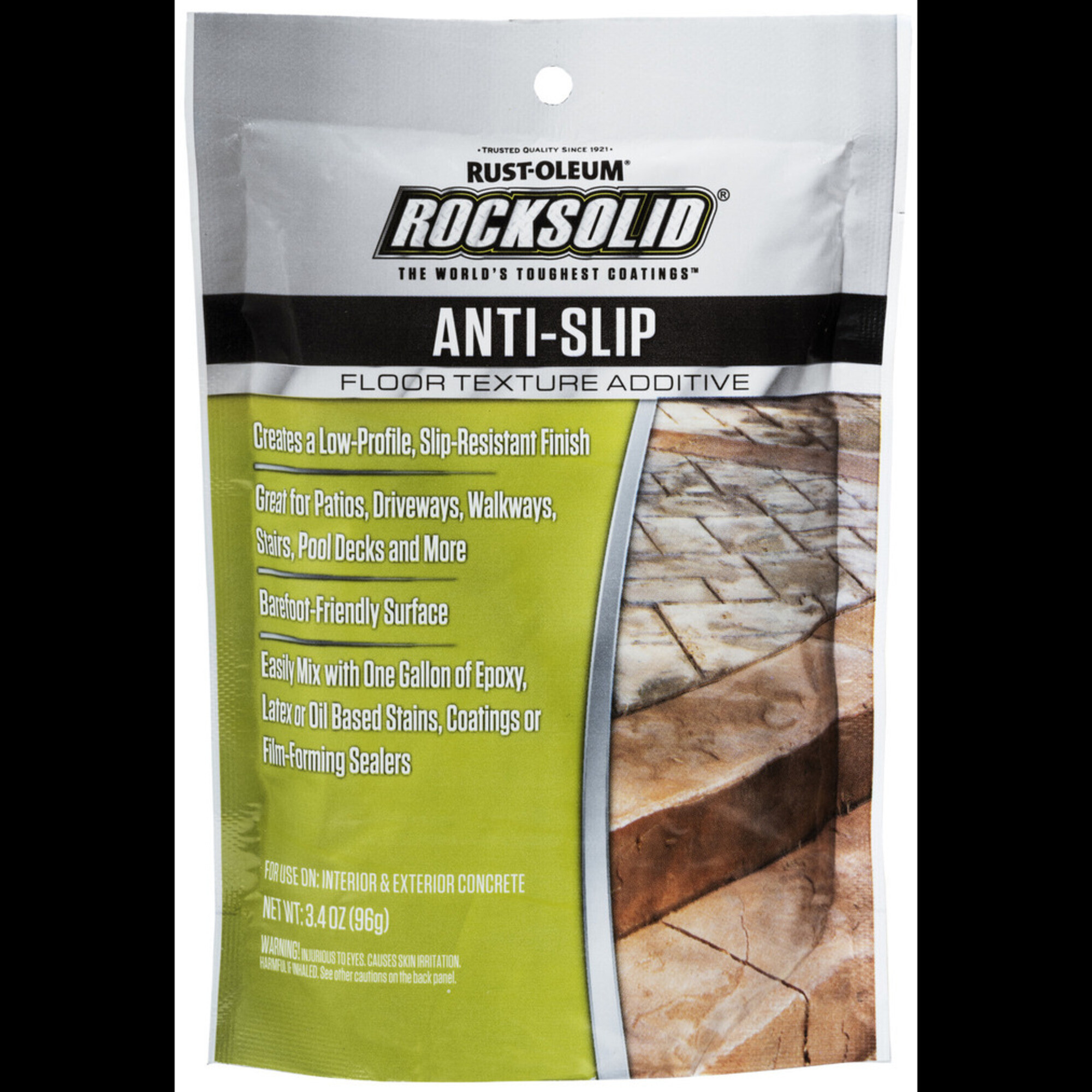 Rust-oleum, Anti-Slip Floor Texture Additive, 3.4 oz., 6PK, Container Size 3.4 Ounces, Color Clear, Application Method Concrete, stone, pavers, Model# 371445DS